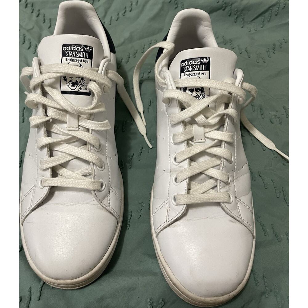 adidas Stan Smith White Navy Men's Casual Leather Sneakers